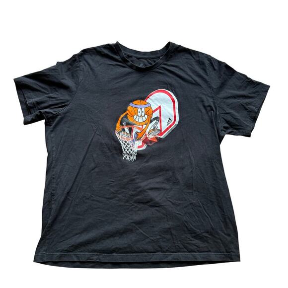 Adidas Men's Lil Stripe Net Graphic Basketball Black Crewneck T-shirt Size 2XL - Picture 1 of 9